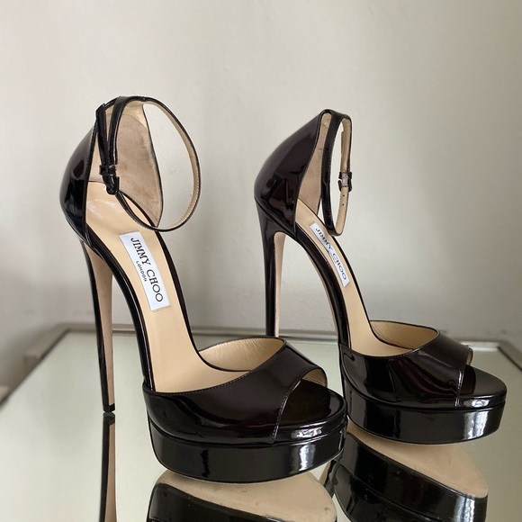 New Jimmy Choo Max 150 Black Patent Leather Open
Toe Platform Sandals 41 $1,095 - Picture 9 of 13